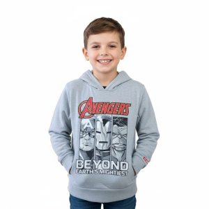 Sudadera Avengers beyond en color gris de la colección Marvel se presenta con un diseño con capucha combinando calidad y practicidad.
