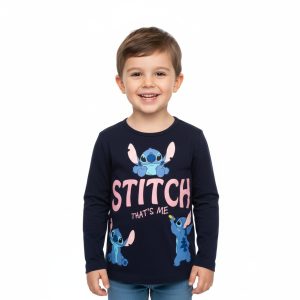 CAMISETA LARGA STITCH MARINO